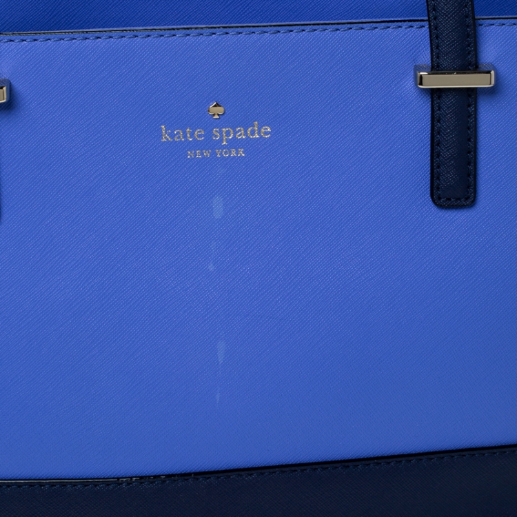 Pre Owned Kate Spade Blue/Navy Blue Leather Mini Harmony Tote 