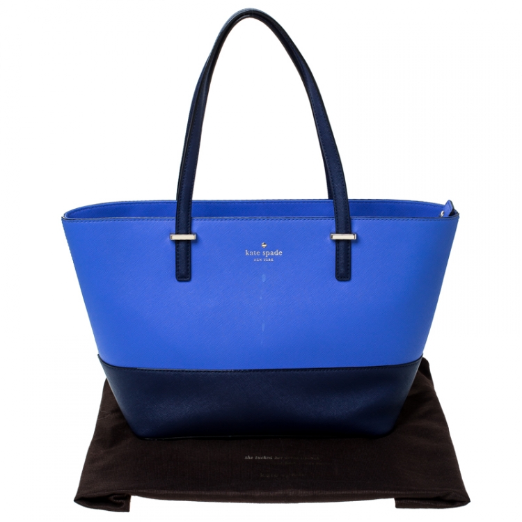 Pre Owned Kate Spade Blue/Navy Blue Leather Mini Harmony Tote 