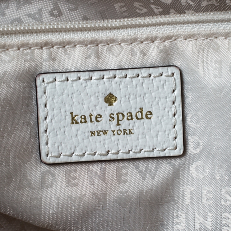 مملوكة مسبقًا Kate Spade White/Blue Canvas and Leather Wellesley Hyacinth Leaves Harmony Tote