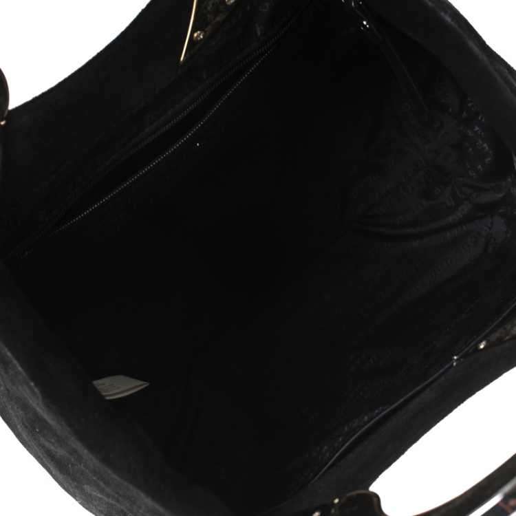 Pre Owned Kate Spade Black Suede and Leather On Pointe Swan Tote