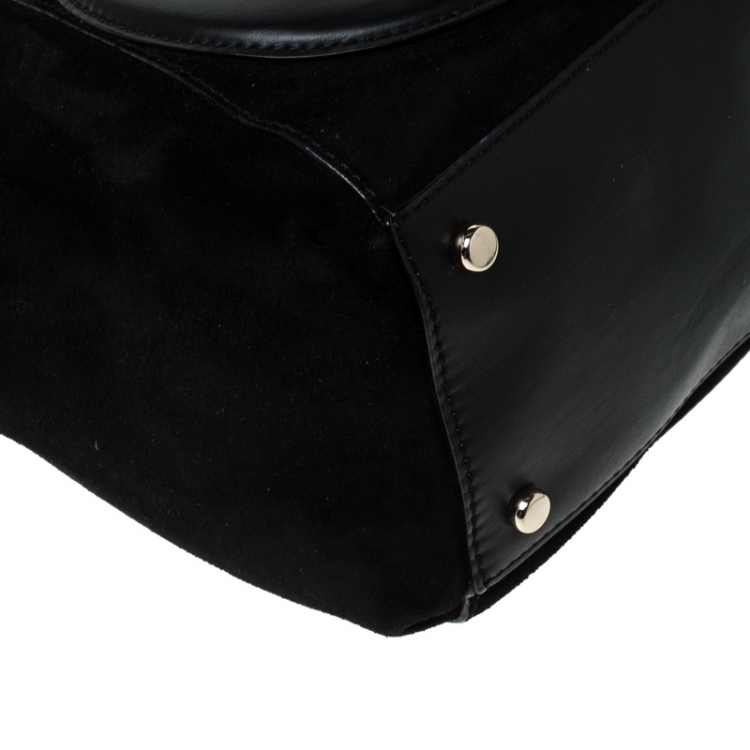 Pre Owned Kate Spade Black Suede and Leather On Pointe Swan Tote