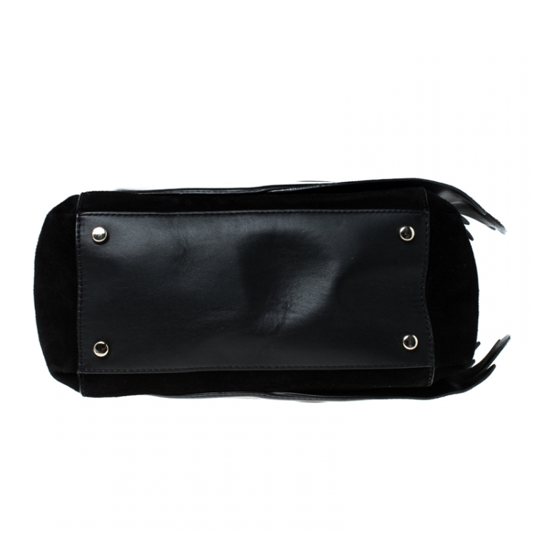 Pre Owned Kate Spade Black Suede and Leather On Pointe Swan Tote