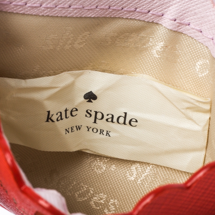 Pre Owned Kate Spade Orange/Pink Leather Lily Avenue Card Holder 