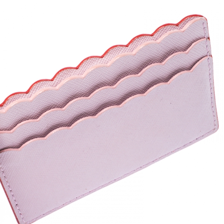 Pre Owned Kate Spade Orange/Pink Leather Lily Avenue Card Holder 