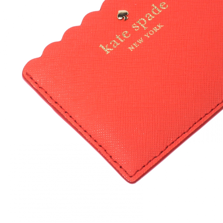 Pre Owned Kate Spade Orange/Pink Leather Lily Avenue Card Holder 