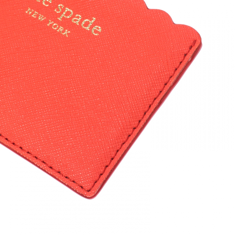 Pre Owned Kate Spade Orange/Pink Leather Lily Avenue Card Holder 
