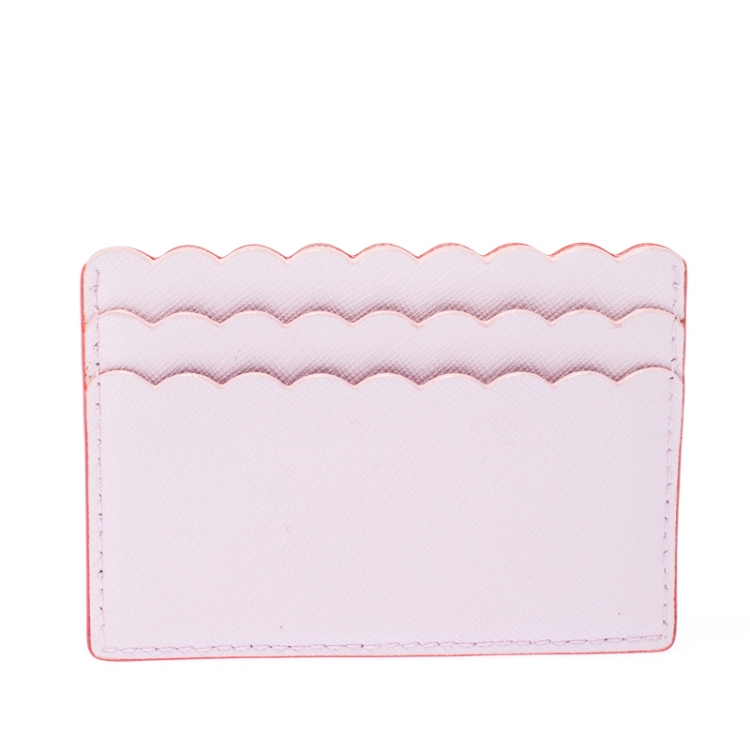Pre Owned Kate Spade Orange/Pink Leather Lily Avenue Card Holder 