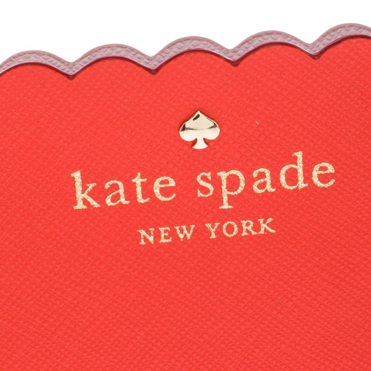 Pre Owned Kate Spade Orange/Pink Leather Lily Avenue Card Holder 