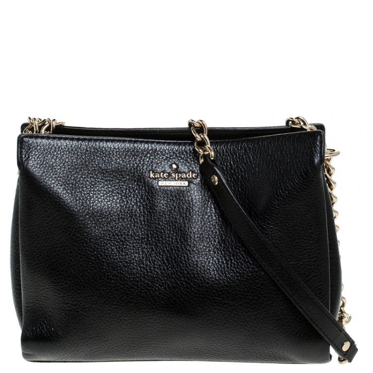 Kate Spade Handbag Small Black Shoulder Bag With Gold Chain 