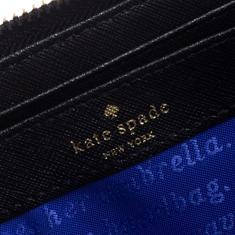 Pre Owned Kate Spade Black Leather Cat Jazz Zip Around Wallet