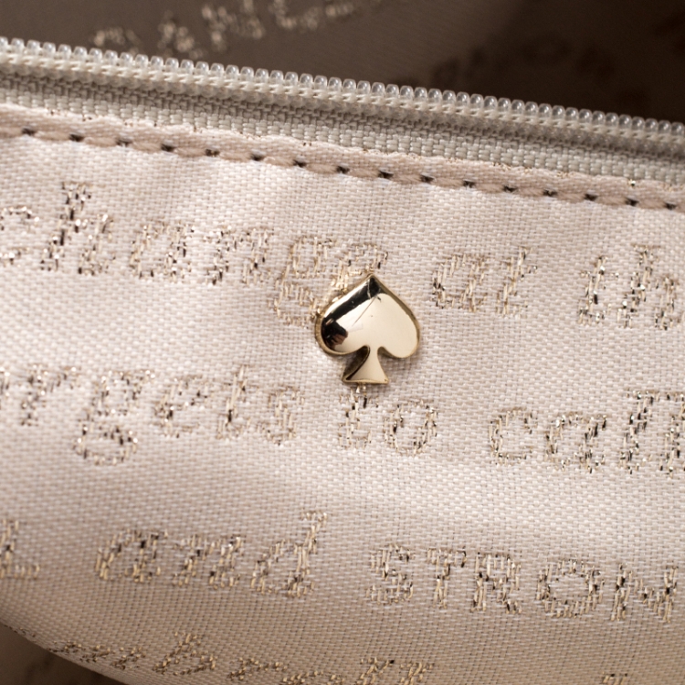 Pre Owned Kate Spade Off White Quilted Leather Chain Tote