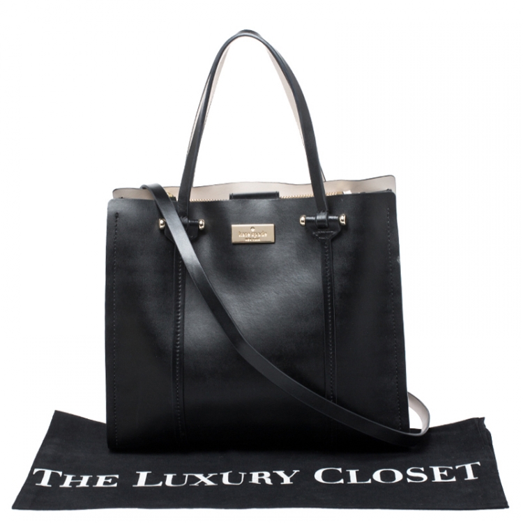 Pre Owned Kate Spade Black Leather Zip Tote