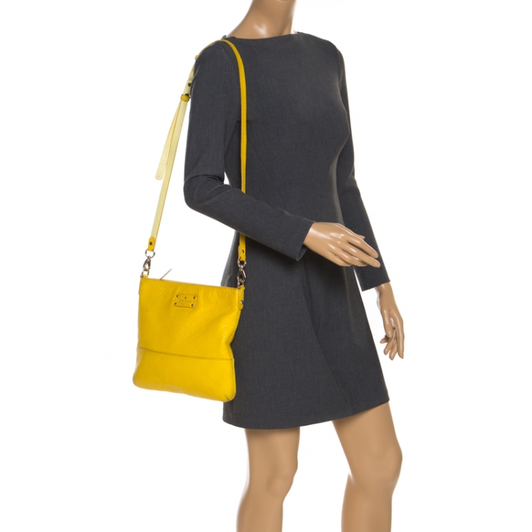 Pre Owned Kate Spade Yellow Leather Crossbody Bag