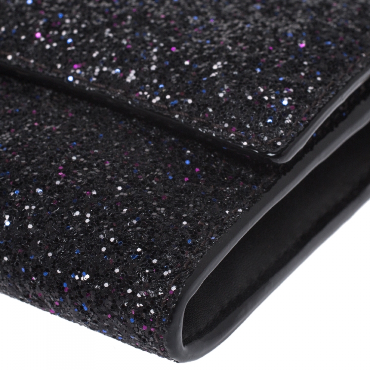 مملوكة مسبقًا Kate Spade Black Glitter Leather Lane Milou Wallet On Chain