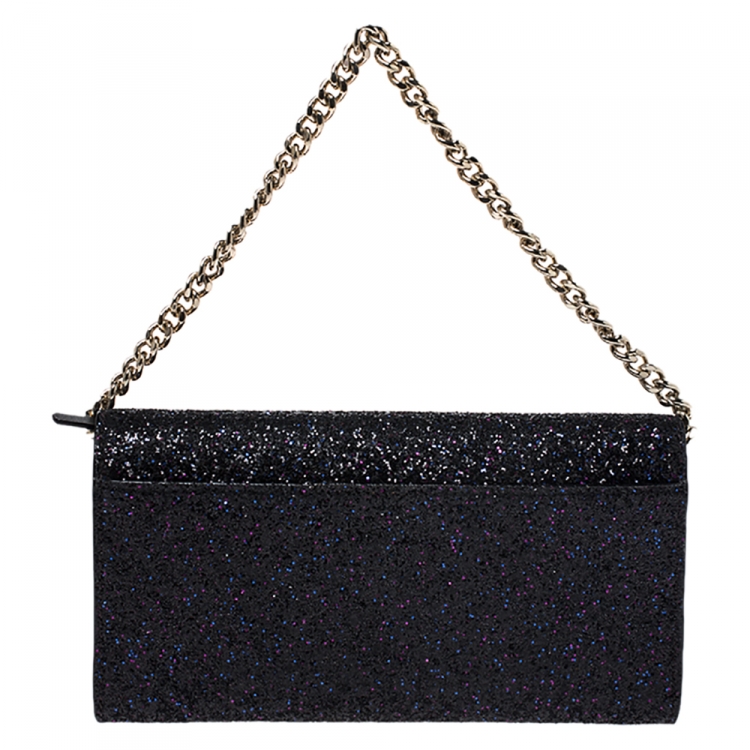 مملوكة مسبقًا Kate Spade Black Glitter Leather Lane Milou Wallet On Chain