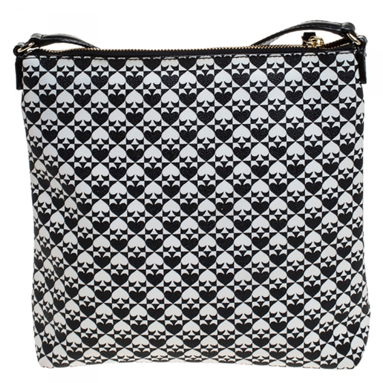 مملوكة مسبقًا Kate Spade Black/White Coated Canvas Crossbody Bag