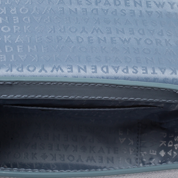 Pre Owned Kate Spade Light Blue Leather Pearl Embellished Maisie Serrano Crossboby Bag