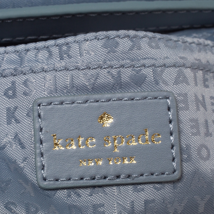 Pre Owned Kate Spade Light Blue Leather Pearl Embellished Maisie Serrano Crossboby Bag