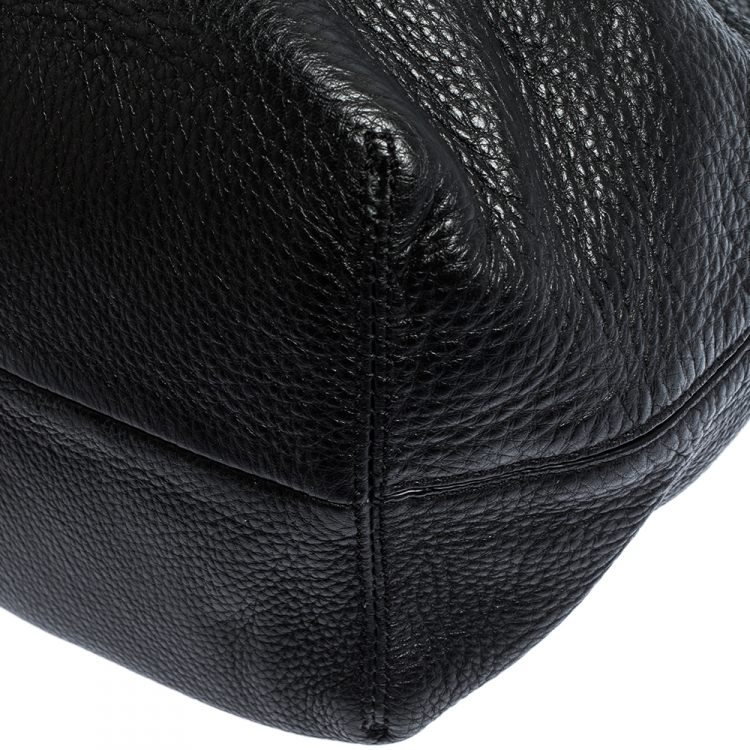 Pre Owned Kate Spade Black Leather Grey Street Drawstring Bag