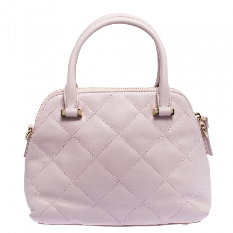 Pre Owned Kate Spade Light Pink Quilted Leather Patterson Drive Dome Satchel