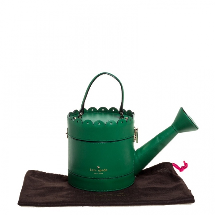 Pre Owned Kate Spade Green Leather Watering Can Bag