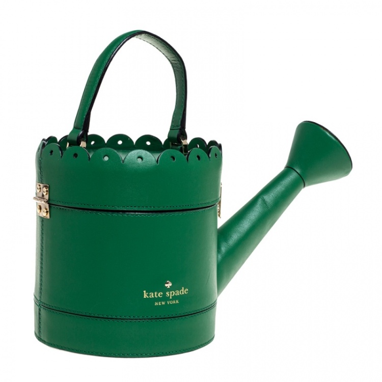Pre Owned Kate Spade Green Leather Watering Can Bag