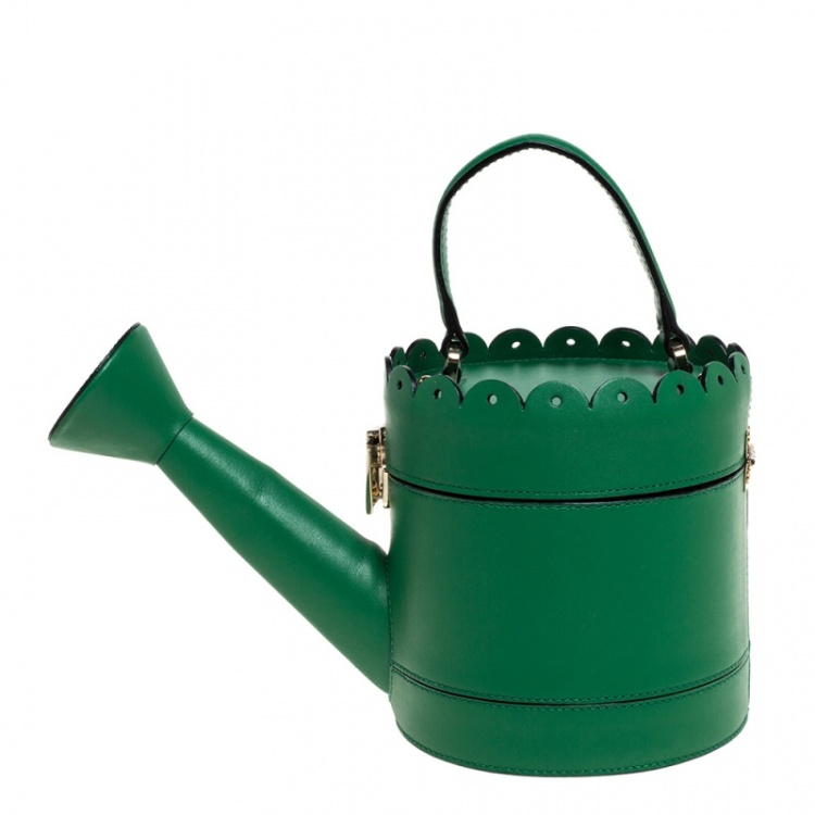 Pre Owned Kate Spade Green Leather Watering Can Bag