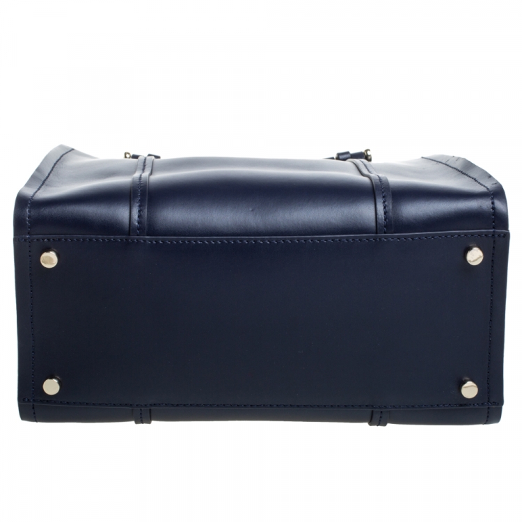 Pre Owned Kate Spade Navy Blue Leather Small Arbour Hill Elodie Tote