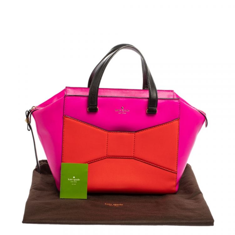 Pre Owned Kate Spade Tri Color Leather 2 Park Avenue Beau Bow Tote