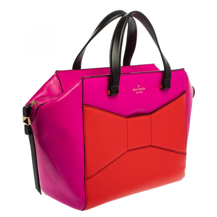 Pre Owned Kate Spade Tri Color Leather 2 Park Avenue Beau Bow Tote