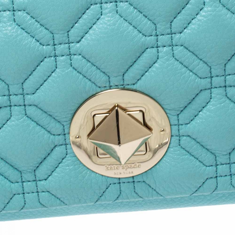 Pre Owned Kate Spade Light Blue Quilted Leather Astor Court Cynthia Shoulder Bag
