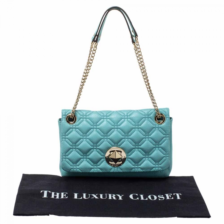 Pre Owned Kate Spade Light Blue Quilted Leather Astor Court Cynthia Shoulder Bag
