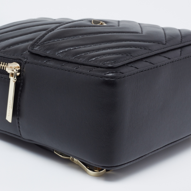 Pre Owned Kate Spade Black Quilted Leather Mini Polly Backpack
