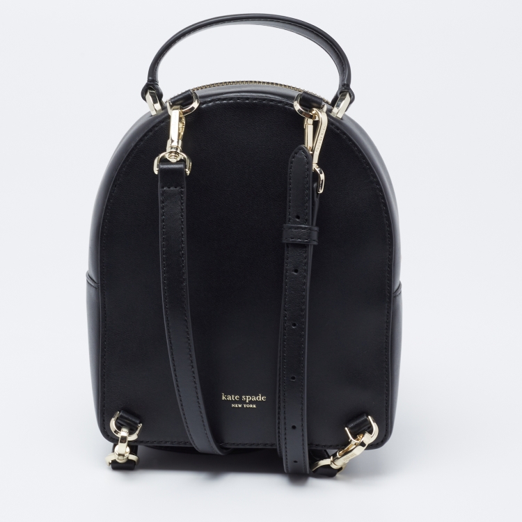 Pre Owned Kate Spade Black Quilted Leather Mini Polly Backpack