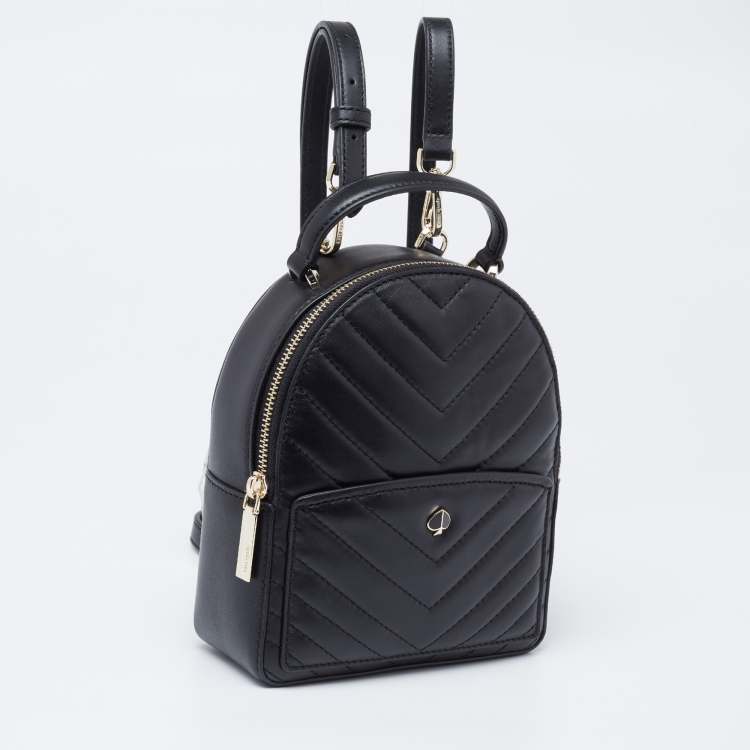 Pre Owned Kate Spade Black Quilted Leather Mini Polly Backpack