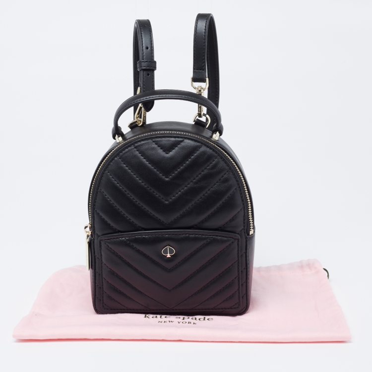 Pre Owned Kate Spade Black Quilted Leather Mini Polly Backpack
