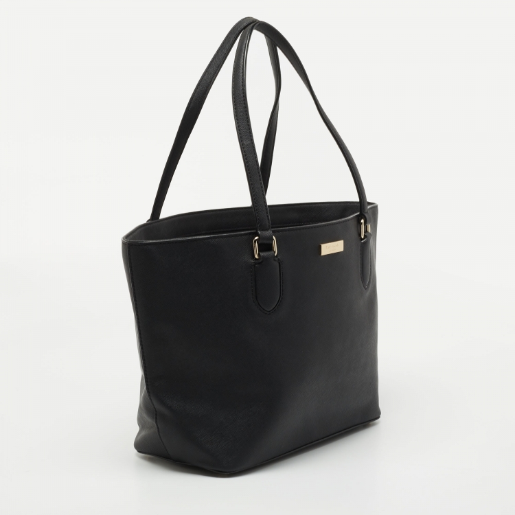 Pre Owned Kate Spade Black Leather Zip Tote
