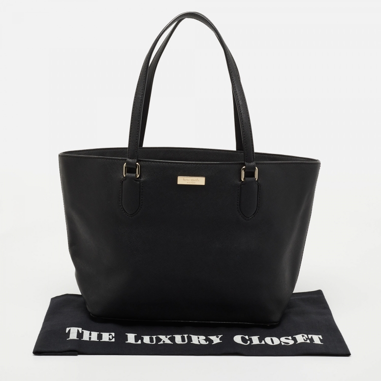 Pre Owned Kate Spade Black Leather Zip Tote