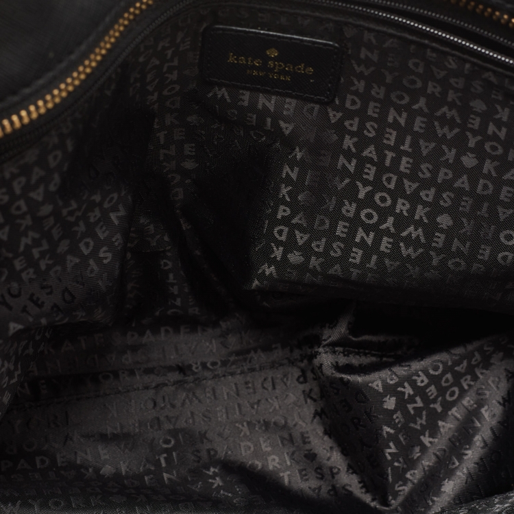 Pre Owned Kate Spade Black Leather Zip Tote