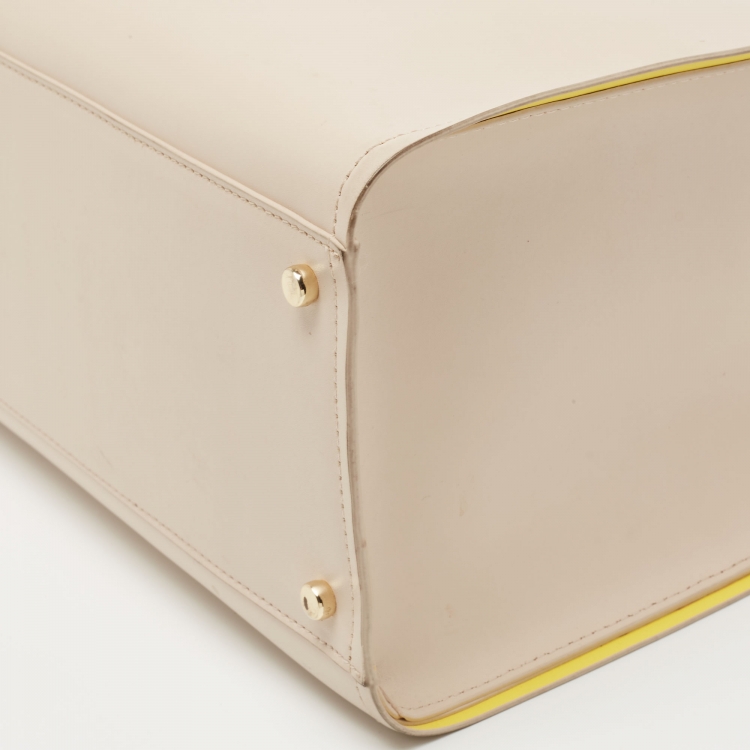 Pre Owned Kate Spade Light Beige/Yellow Leather Arbour Hill Kyra Tote