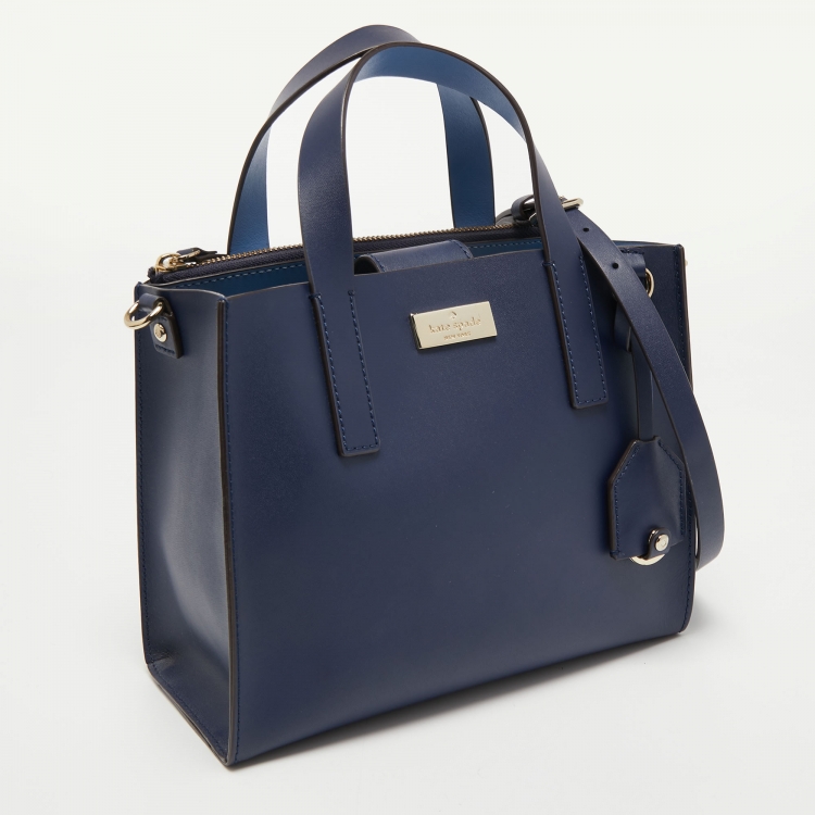 مملوكة مسبقًا Kate Spade Navy Blue Leather Anissa Putnam Drive Tote