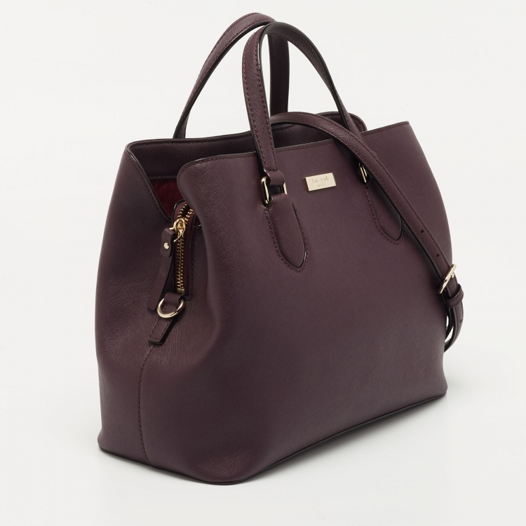 Pre Owned Kate Spade Plum Leather Laurel Way Evangelie Tote  