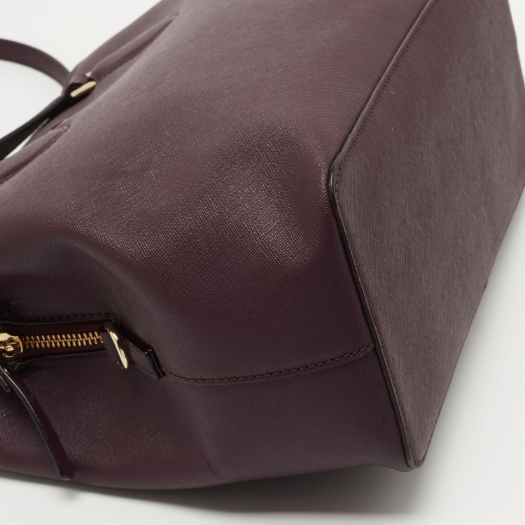 Pre Owned Kate Spade Plum Leather Laurel Way Evangelie Tote  