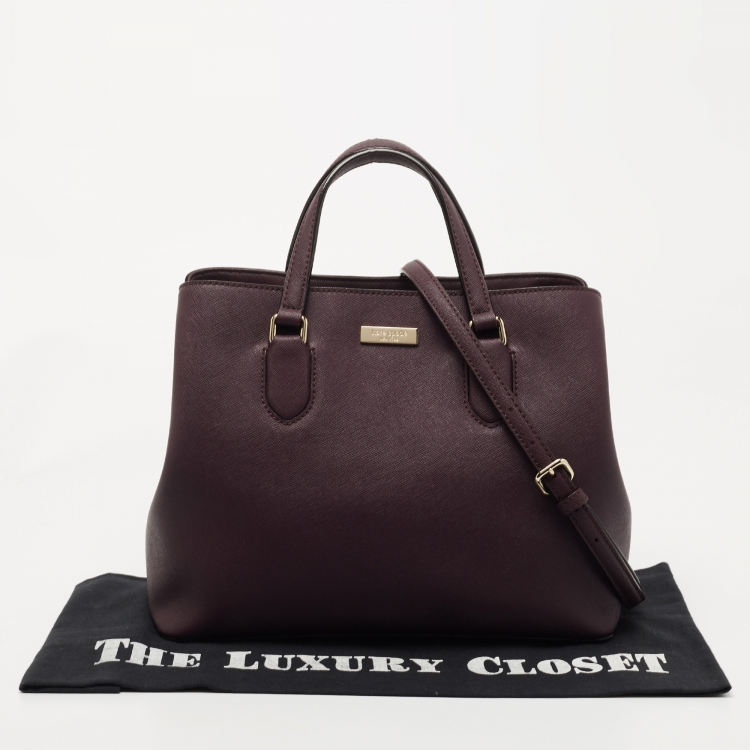 Pre Owned Kate Spade Plum Leather Laurel Way Evangelie Tote  