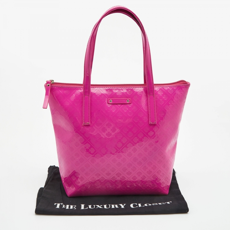 Pre Owned Kate Spade Pink Embossed Patent Leather Tote