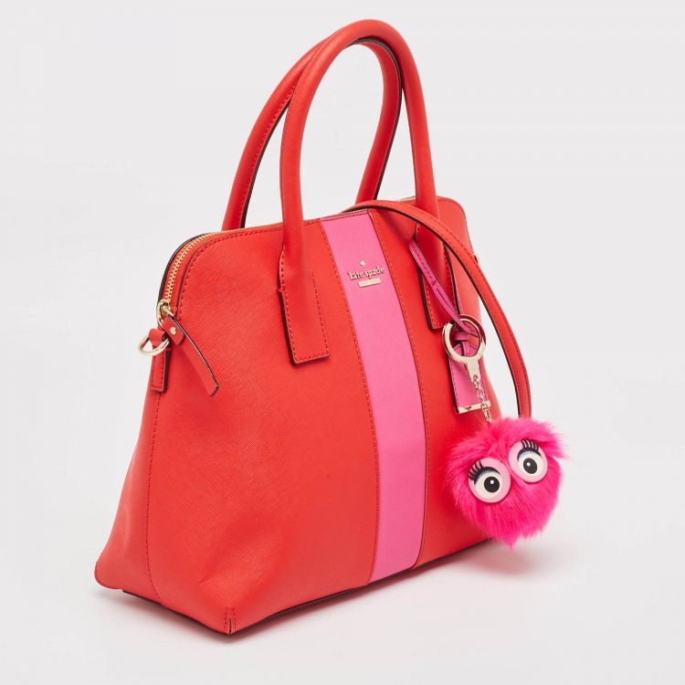 Pre Owned Kate Spade Red/Pink Leather Racing Stripe Margot Satchel