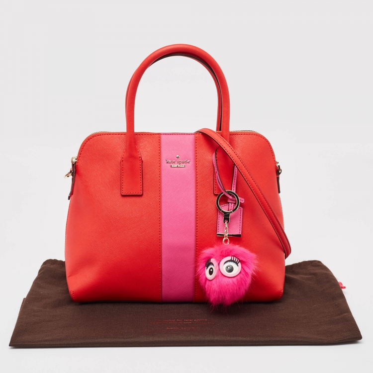Pre Owned Kate Spade Red/Pink Leather Racing Stripe Margot Satchel