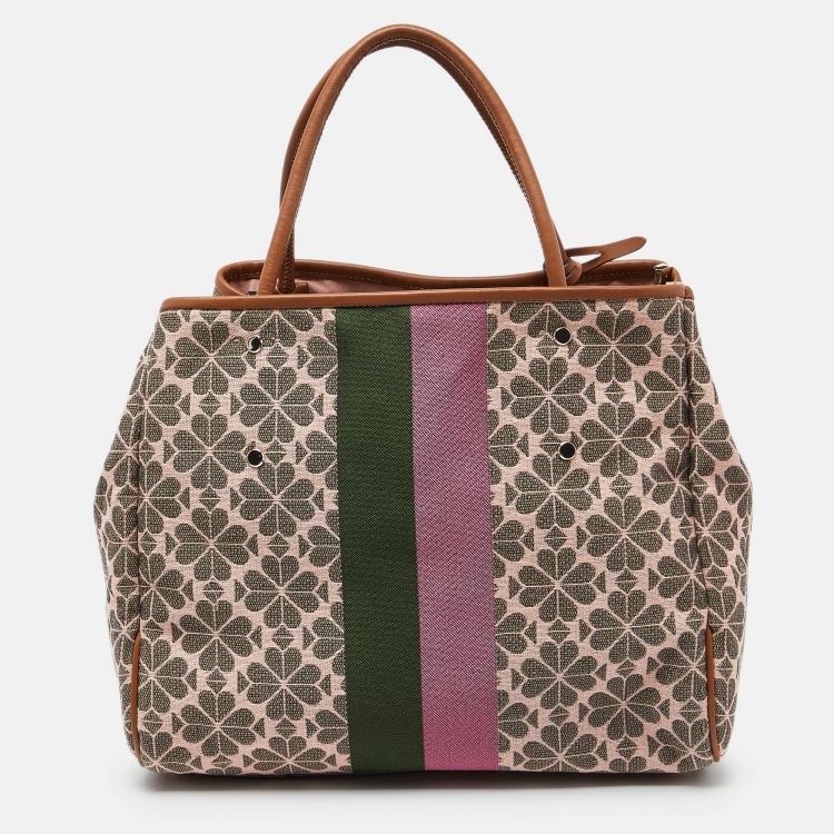 Pre Owned Kate Spade Multicolor Canvas and Leather Shopper Tote