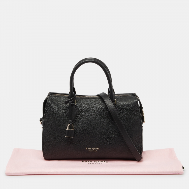 Pre Owned Kate Spade Black Leather Top Zip Satchel