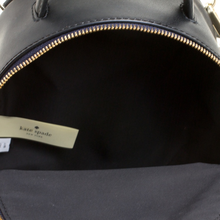 Pre Owned Kate Spade Black/Blue Leather and Velvet Mini Watson Lane Merry Backpack  